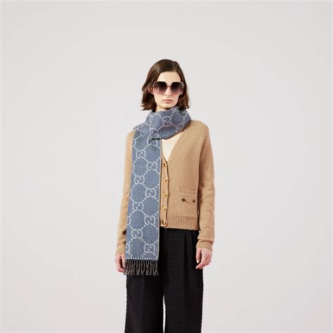 gucci schal damen braun|Strickschal aus GG Jacquard in hellbraun .